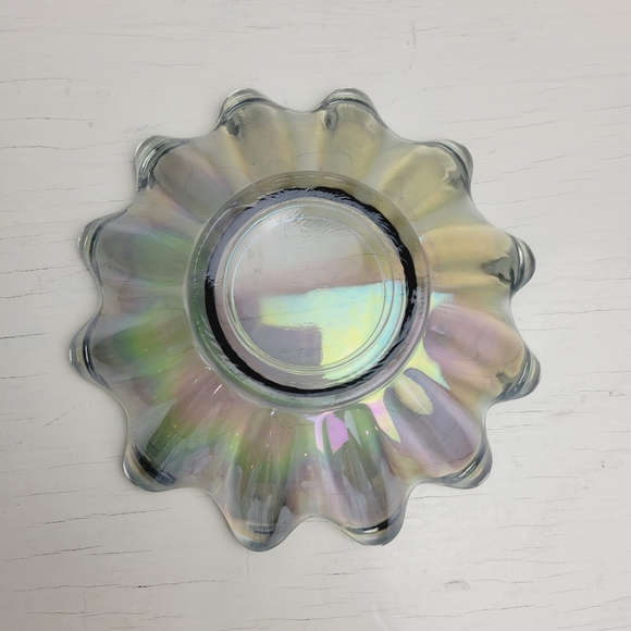 Vintage Federal Glass Smokey Purple Iridescent Carnival Glass Bon Bon Bowl - Picture 4 of 13